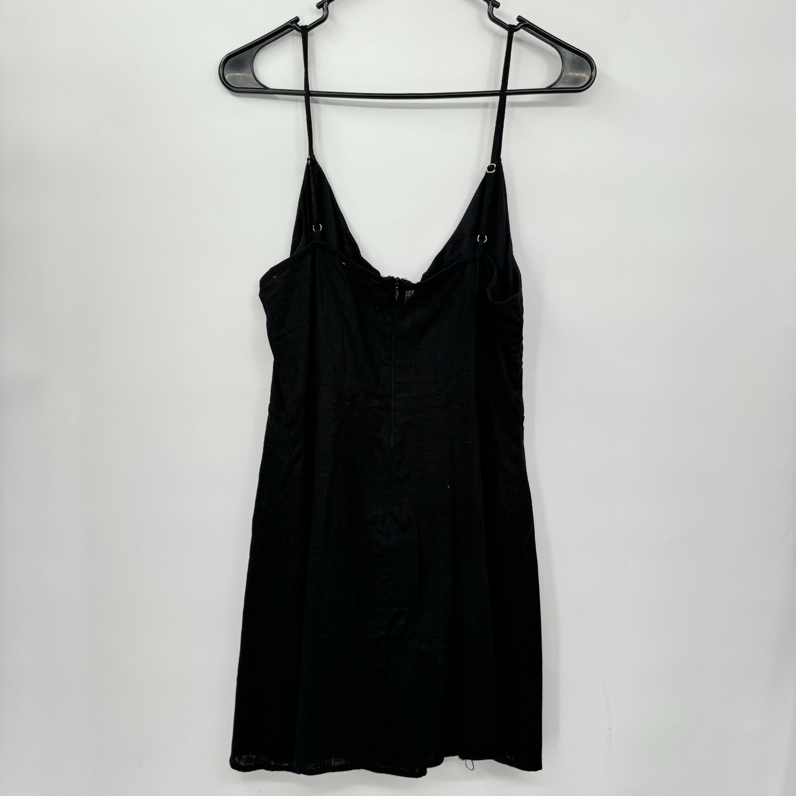 Lottie Moss M Mini Dress Womens Black Cotton Linen Blend V-Neck DW180495