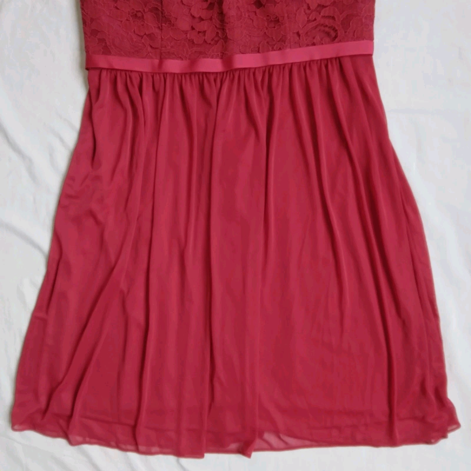 Red Bustier Strapless Dress Floral Lace Holiday Prom Party Elegant Women’s 12