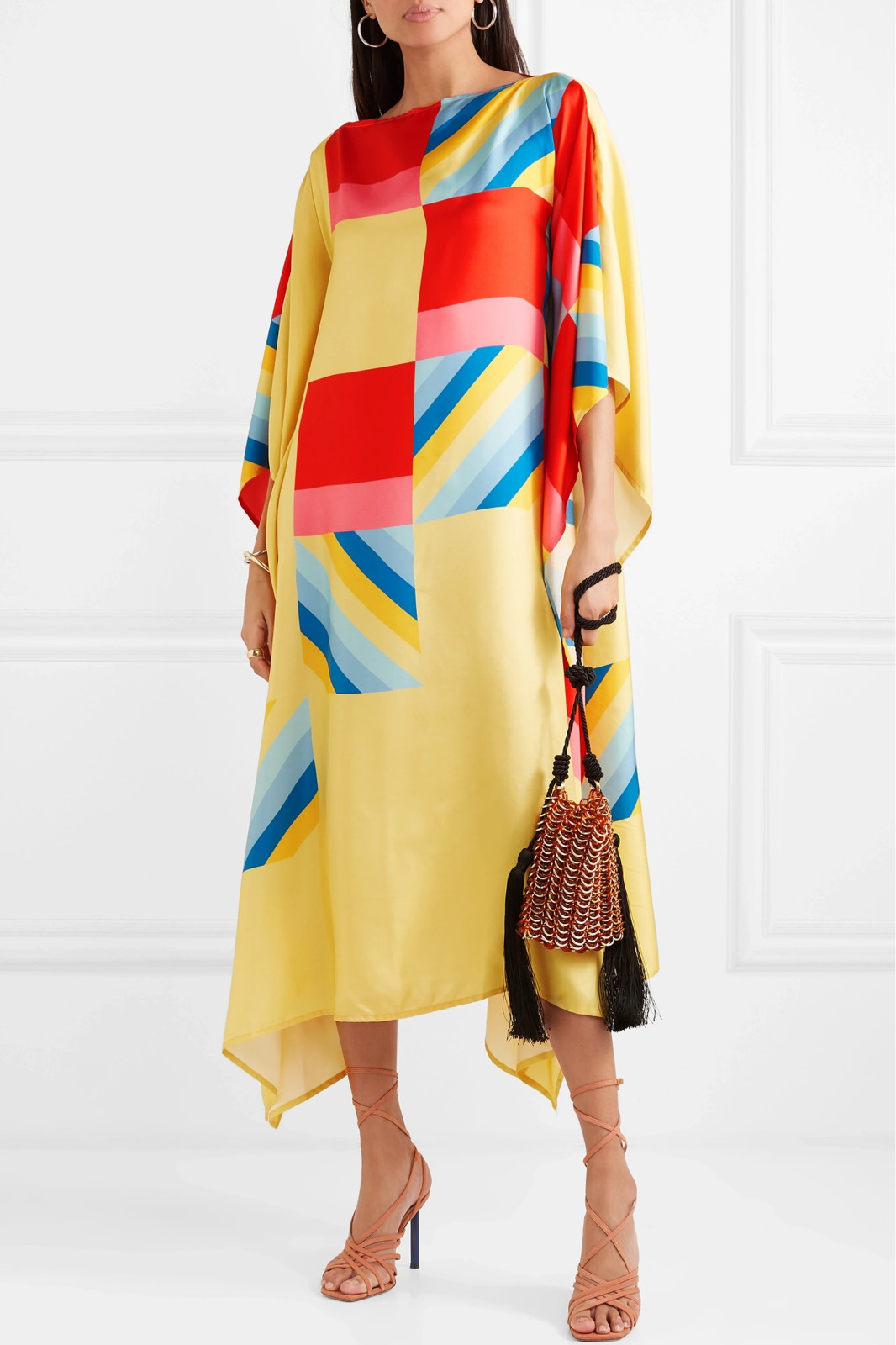Long Silk Kaftan For Women, Soft Satin Silk Kaftan, Evening Wear J5582