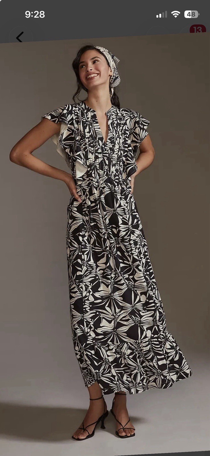 Used Maeve Cassandra Maxi Dress Size XXS 2XS Black/White Z329-31 Size Runs Large