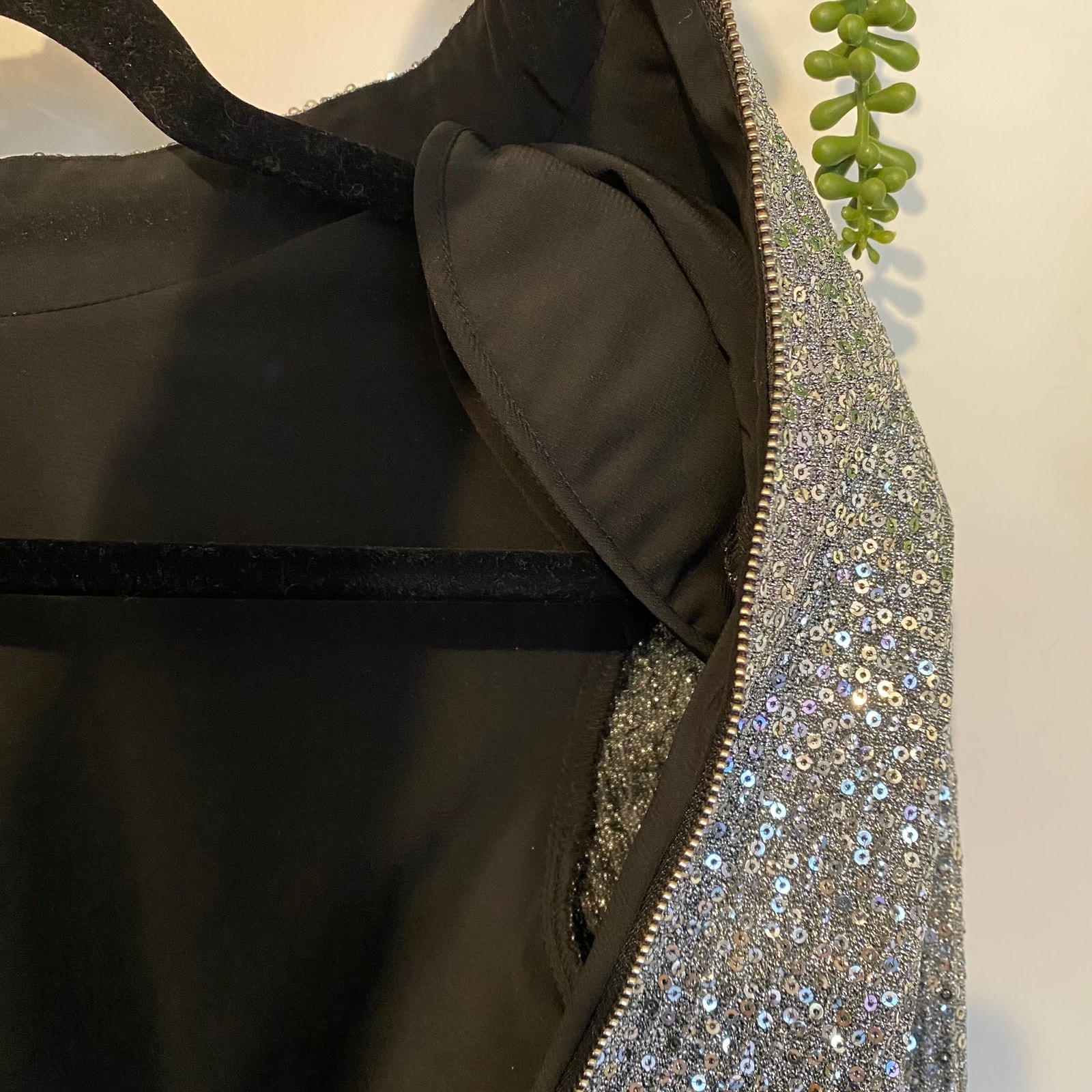 Rebecca Vallance Mona Midi Dress Long Sleeve Sequins Holiday Silver Metallic 4