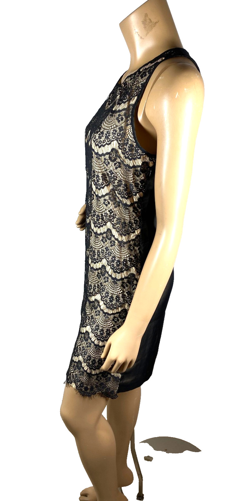 Esley Size Small 100% Polyester Sleeveless Black Lace Cocktail Dress Solid Back