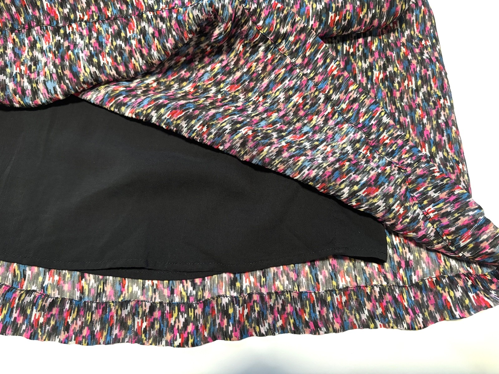 Ba&sh mini dress ikat print ruffles silk blend long sleeve size 3 US 10 Paris