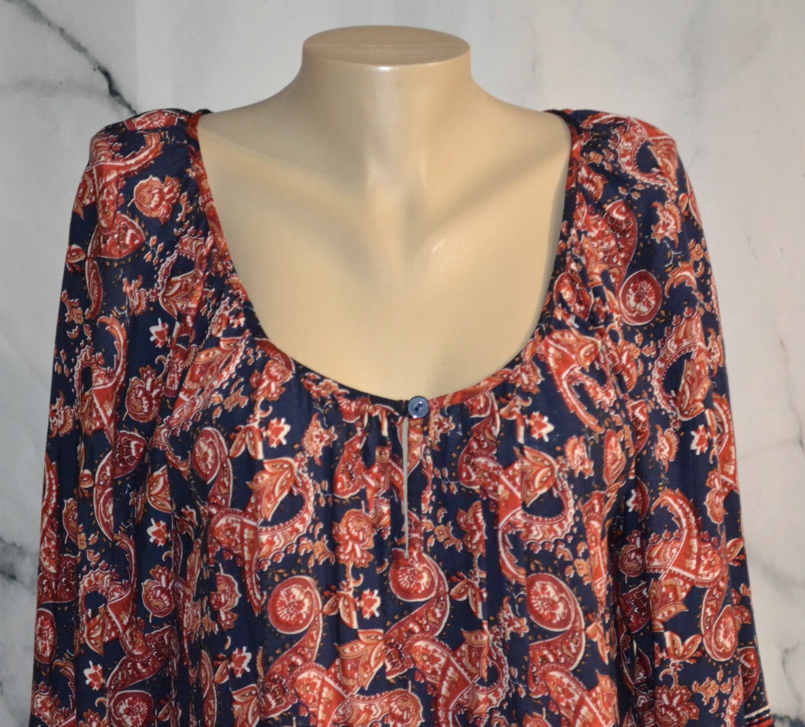 ALTAR’D STATE Black Multicolor Paisley Print Dress Medium 3/4 Sleeves Flare Cuff
