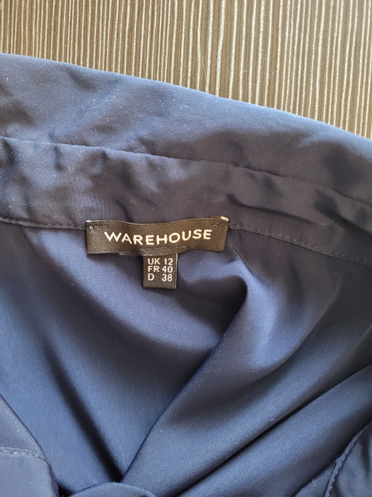 Warehouse Stretch Jersey Dress, Ladies Size 12, blue mix,Sleeveless,Collared,Vgc