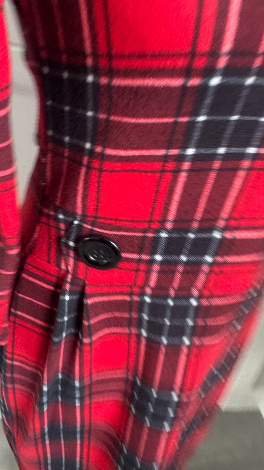 Apricot Red Black Tartan Check Cowl Neck Knit Jumper Dress M UK 12 B21