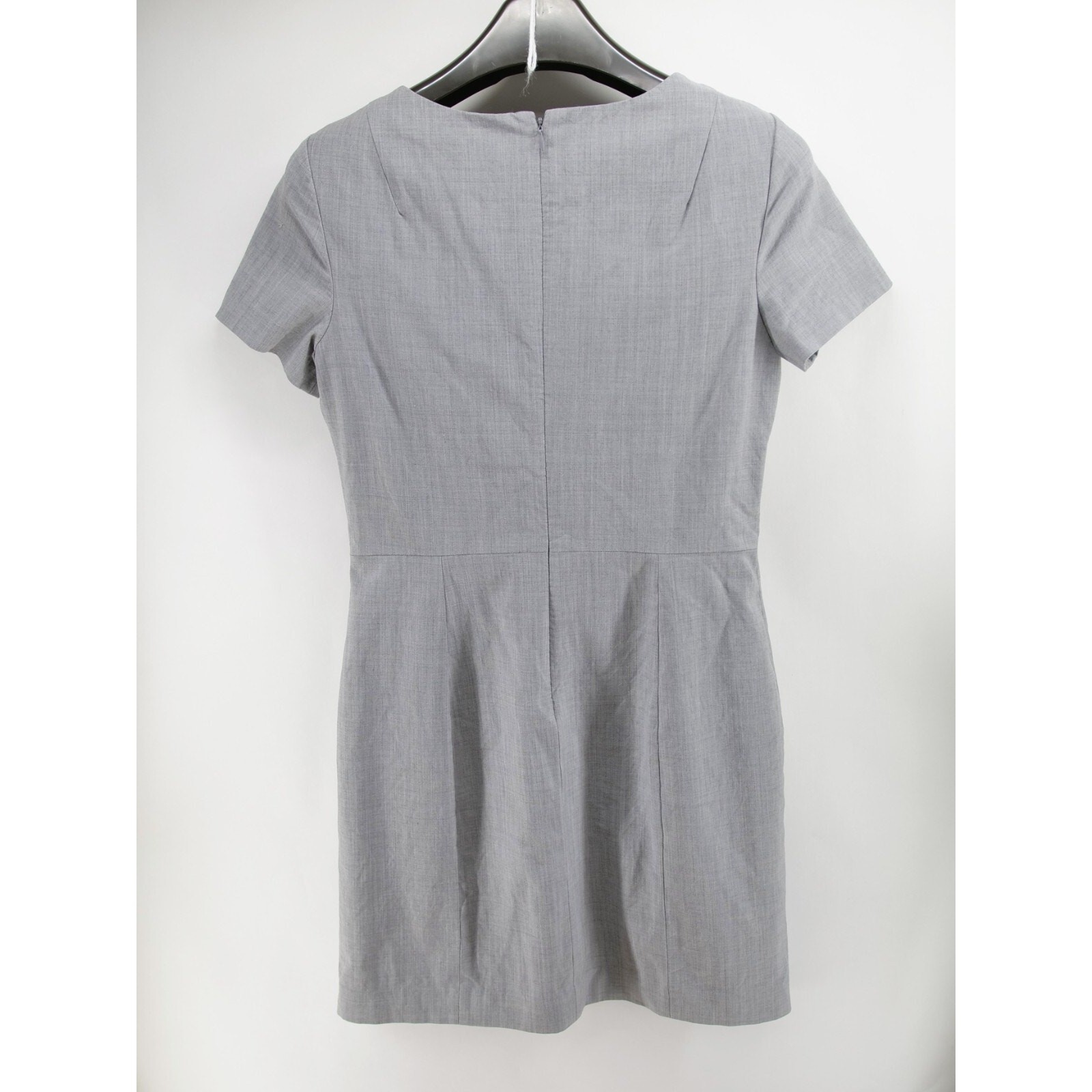 Theory Cassii Shift Sheath Career Mini Dress Stretch Wool Grey Short Sleeve Sz 8