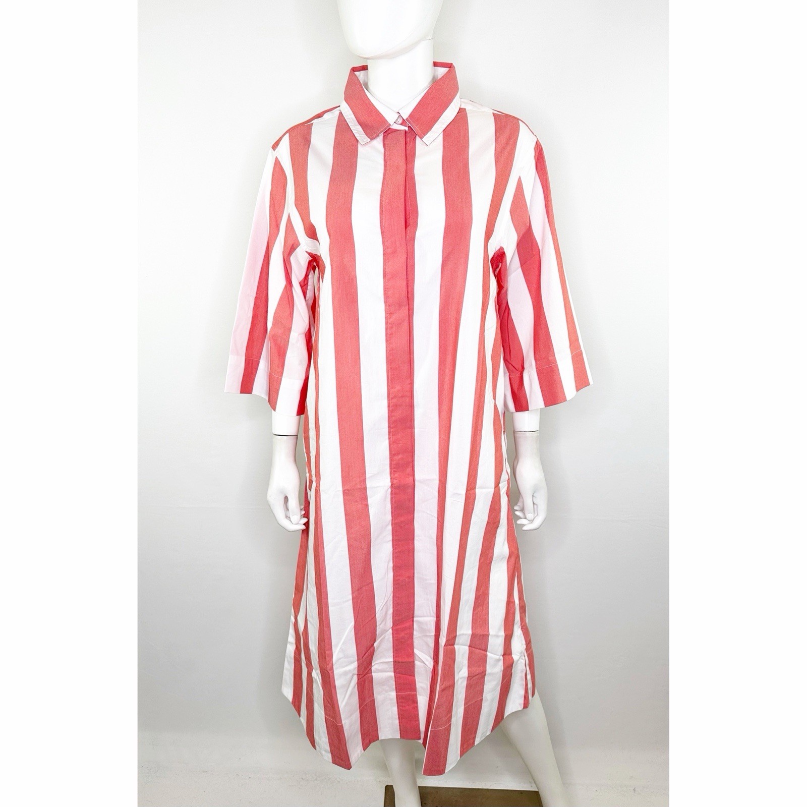 Atlantic Pacific x Lake MARNIE Caftan Shirt Dress Size M Red Granita Stripe NEW