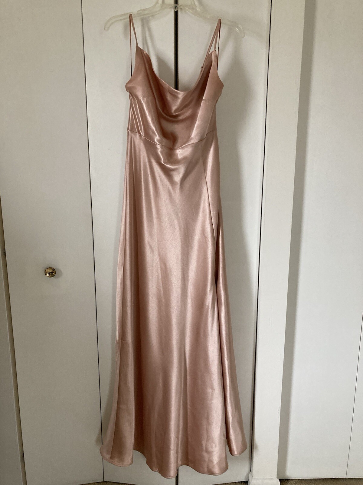 LADIES BIRDY GREY ROSE PINK BRIDESMAID DRESS SIDE SLIT SIZE SMALL