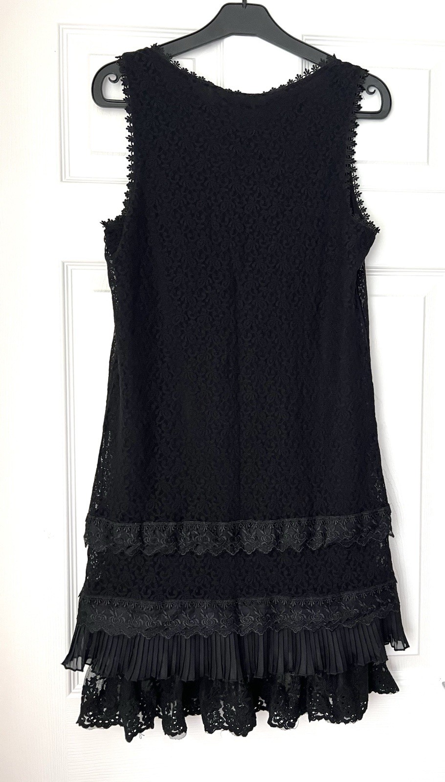 VILA Black Lace Layered Sleeveless Fit & Flare Dress Ladies UK 10 (Medium)