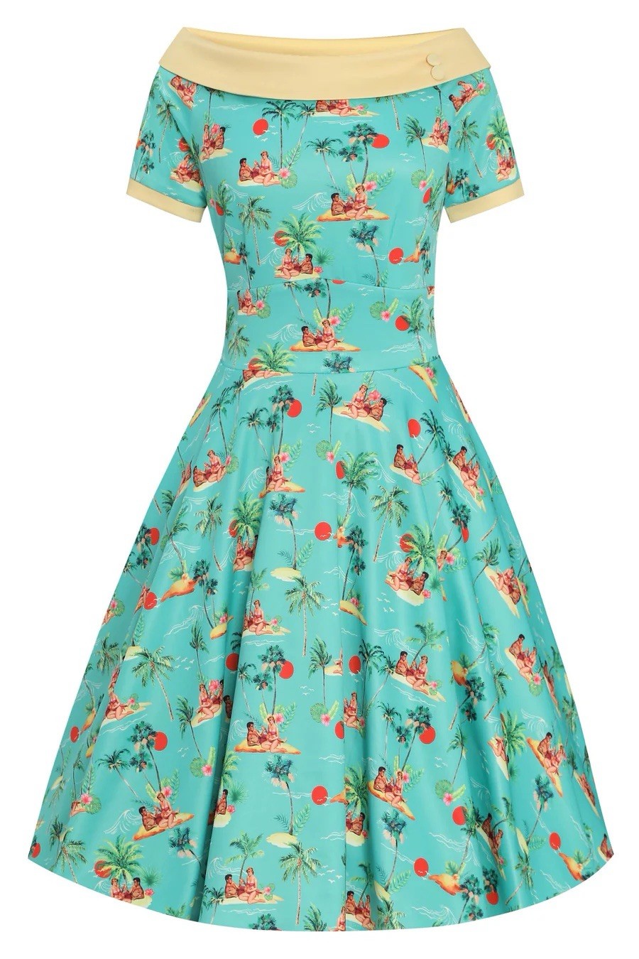 NWT Dolly & Dotty Tropical Tiki Luau Pinup Dress UK 14 US 10 (fits XL 1X)