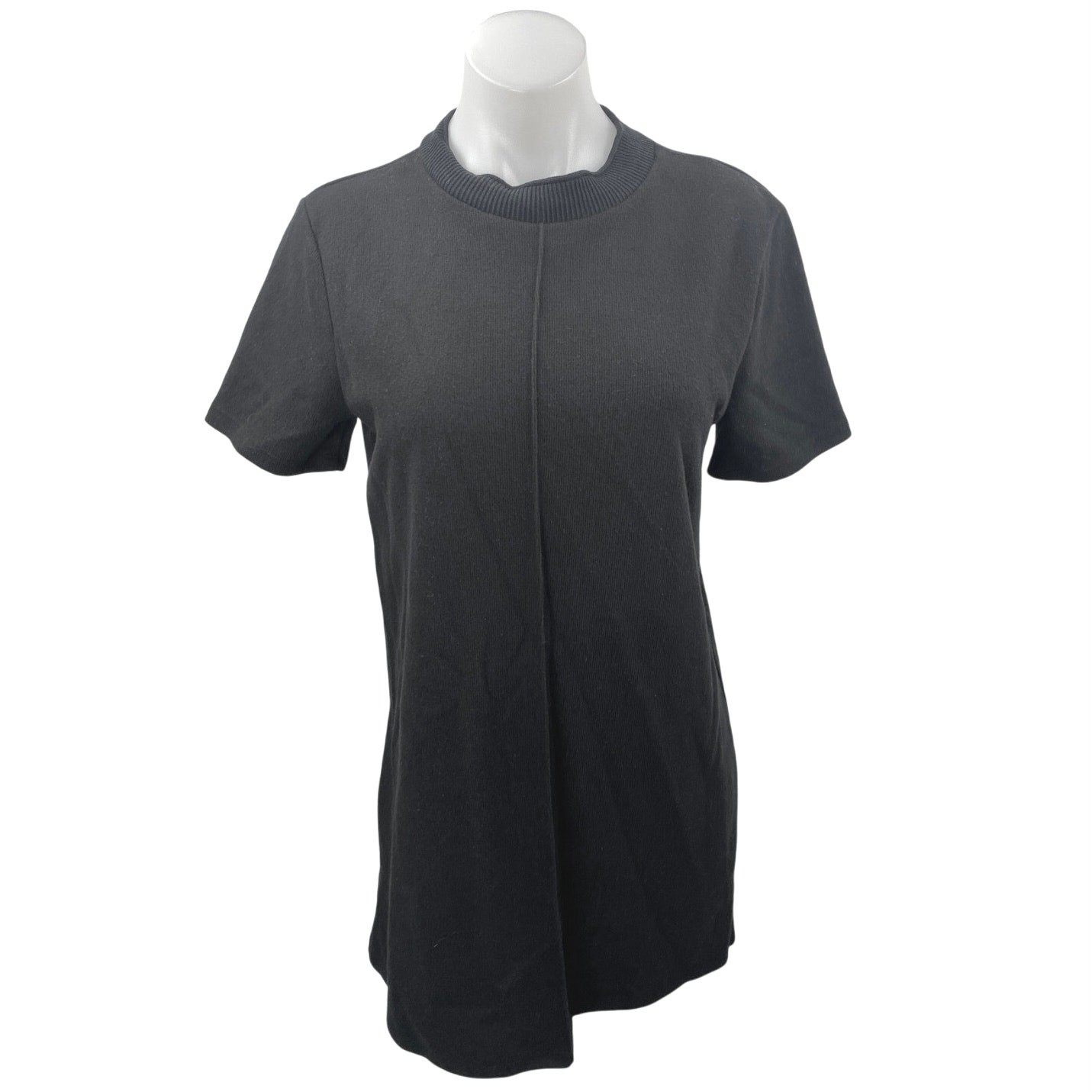 NEW Zara Women’s Black Mock Neck Short Sleeve Knit Mini Shift Sweater Dress Sz M