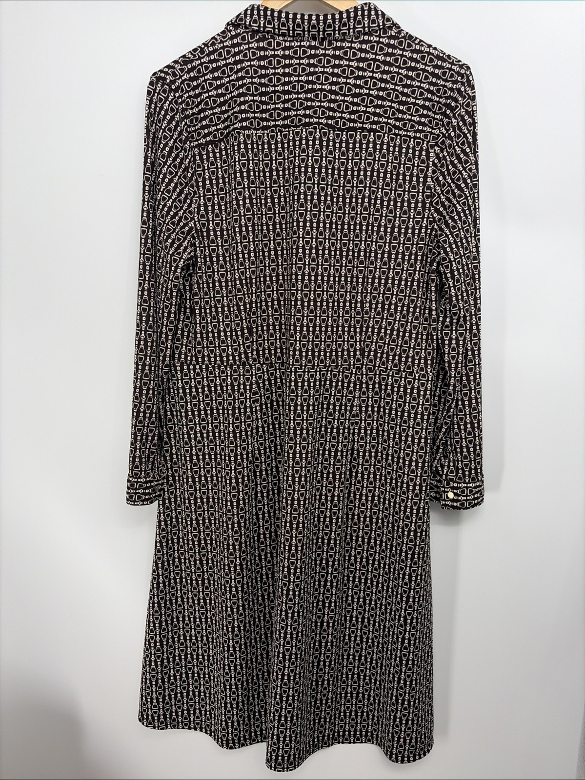 Talbots Size XL Equestrian Print Jersey Shirtdress Horse Bit Western No Belt