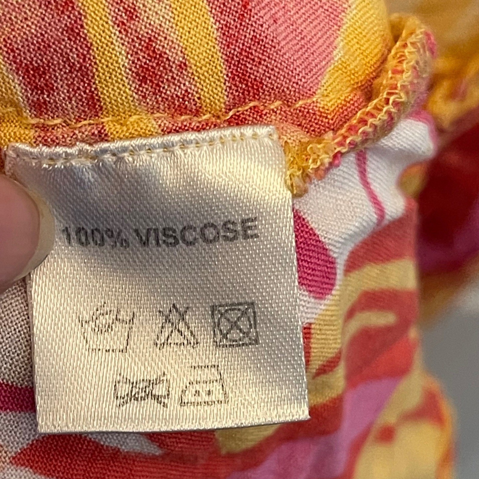 Paradise USA Tropical Leaf Sharkbite Hem Sundress Pink Orange Yellow Small
