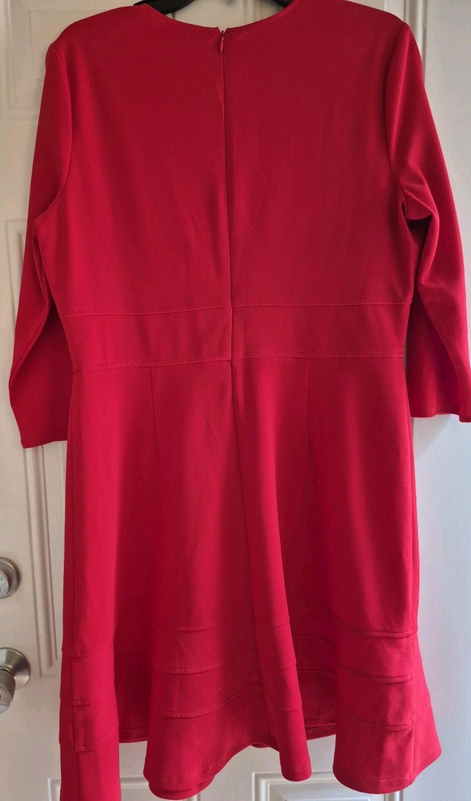IVY + BLU Stretch Knit Dress – 14 – Scoop Neck, 3/4 Sleeves, Back Zip, A-Line