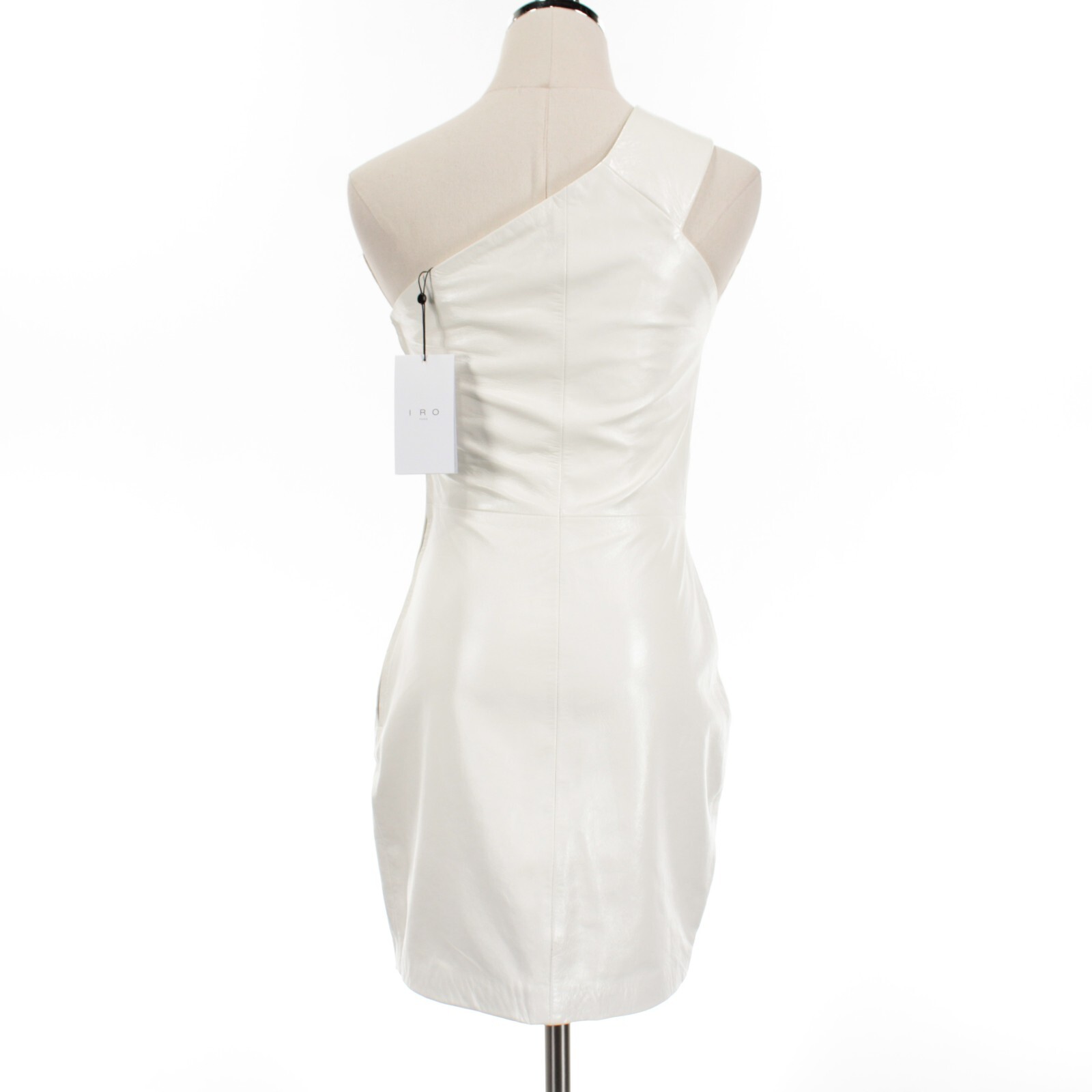 IRO NWT Sulvi One-Shoulder Leather Mini Dress Size 34 US 2 in Chalk White