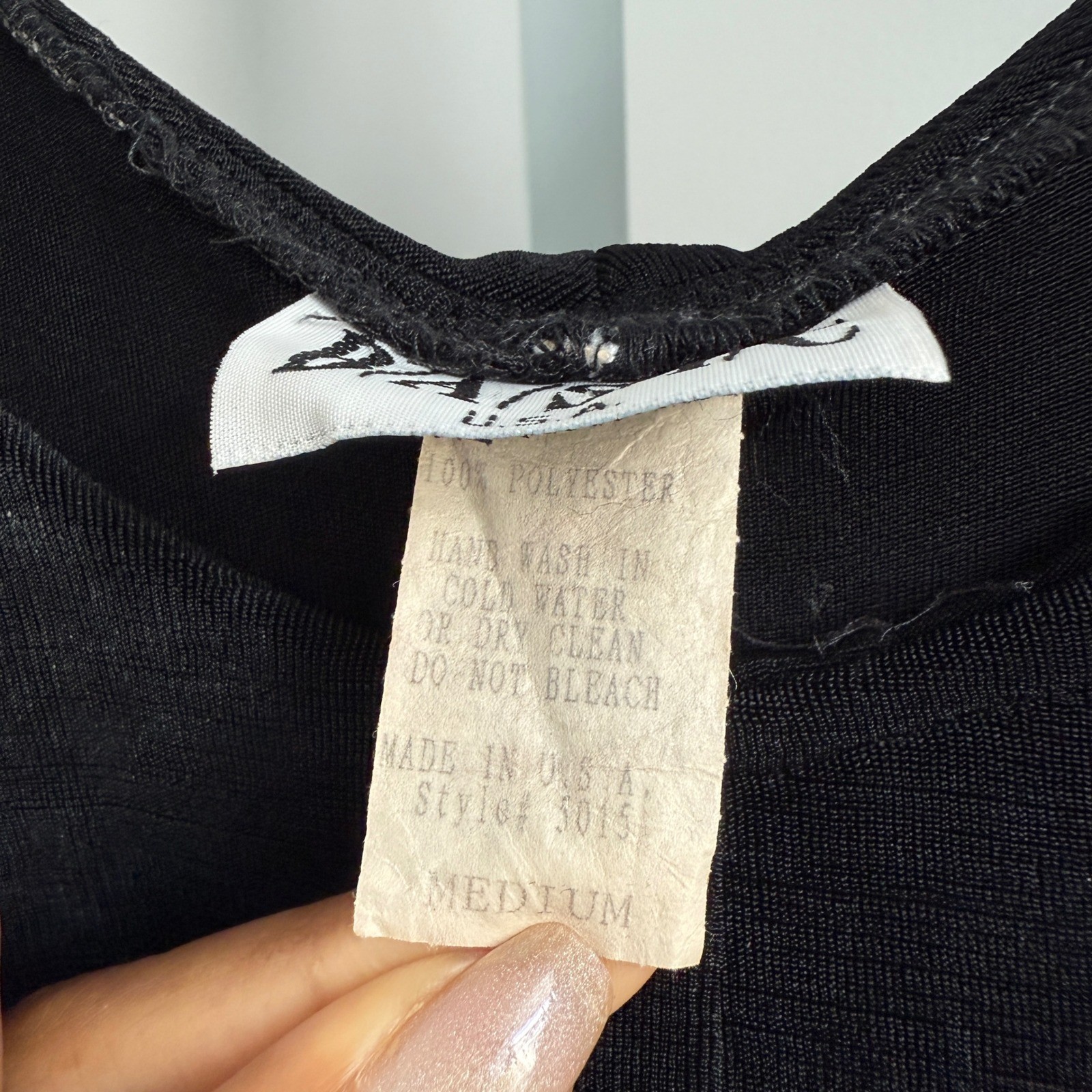 VTG BASIC USA sz M Black Long Sleeve Ruffle Neck Maxi Dress Witchy Whimsygoth