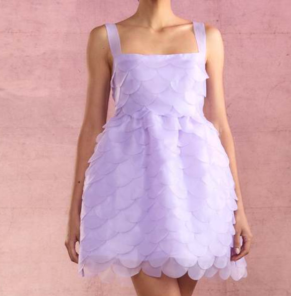Cynthia Rowley Scalloped Petal Layered Cocktail Mini Dress Lavender Size 8 NWT