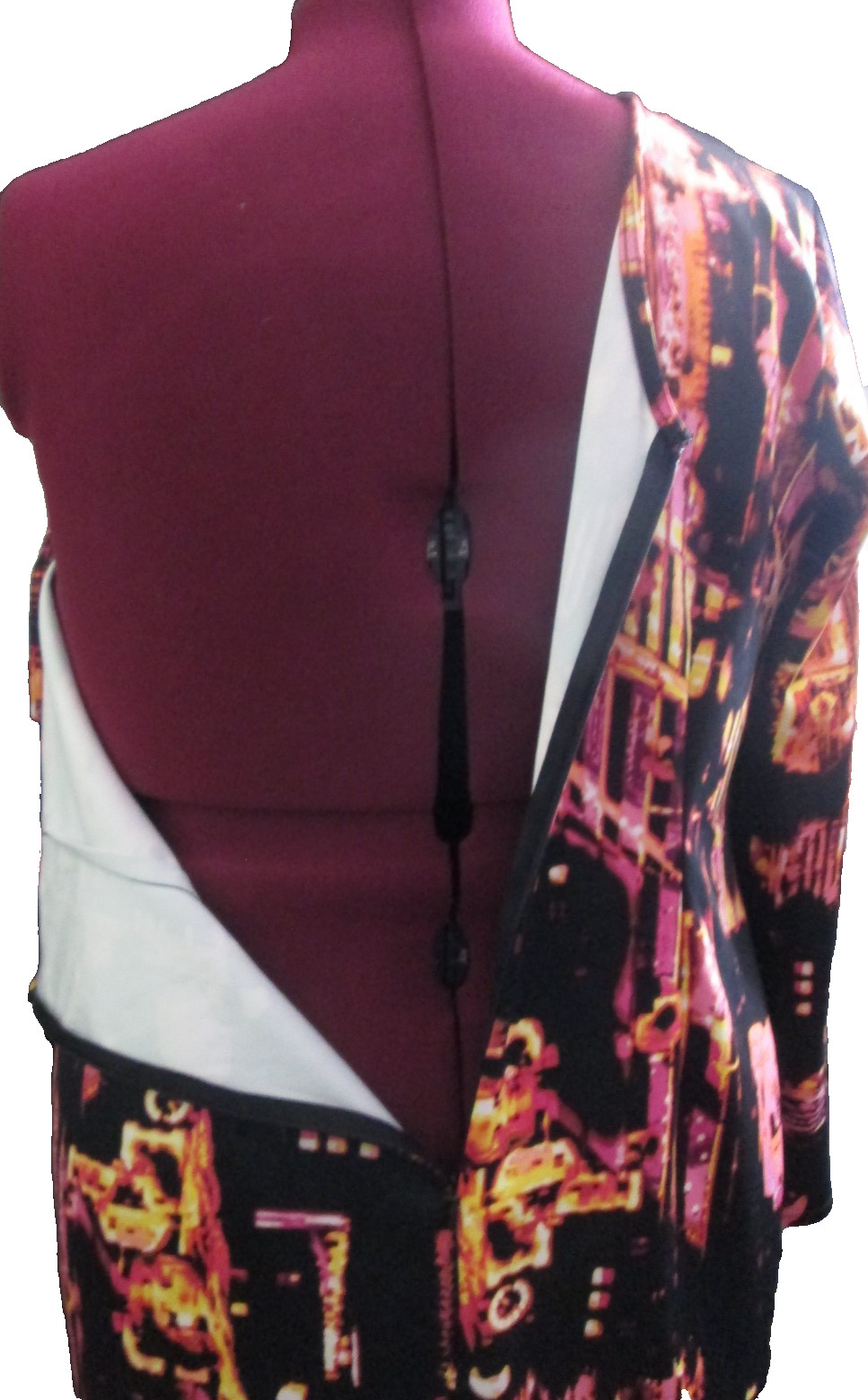 Bold Elements Plus One Shoulder Abstract Print Bodycon Midi Dress 1X Long Sleeve
