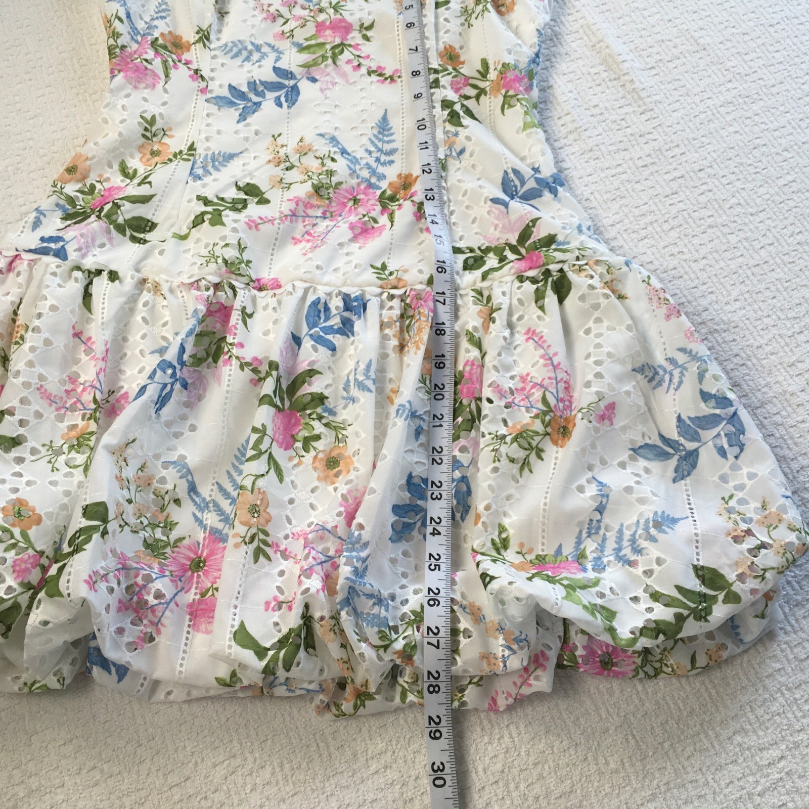 Evolutionary Floral Boho XL Cottagecore Coquette Mini Dress Bubble Hem Whimsical