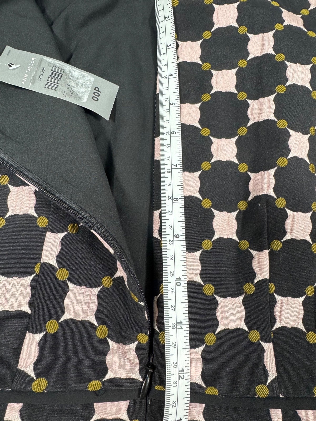 Ann Taylor Petite 00P Sleeveless Geometric Patterned Sheath Dress Black & Pink