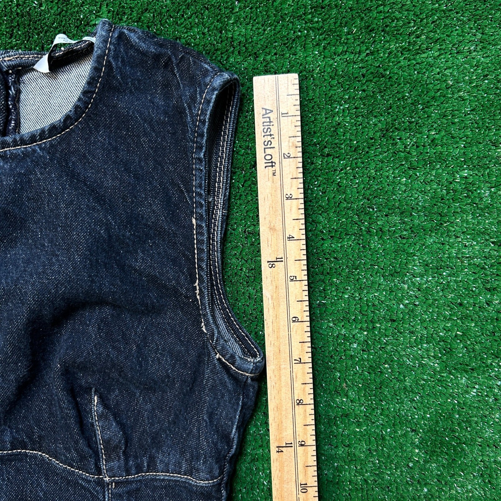 Zara TRF Dark Wash Sleeveless Denim Midi Dress XS Cotton