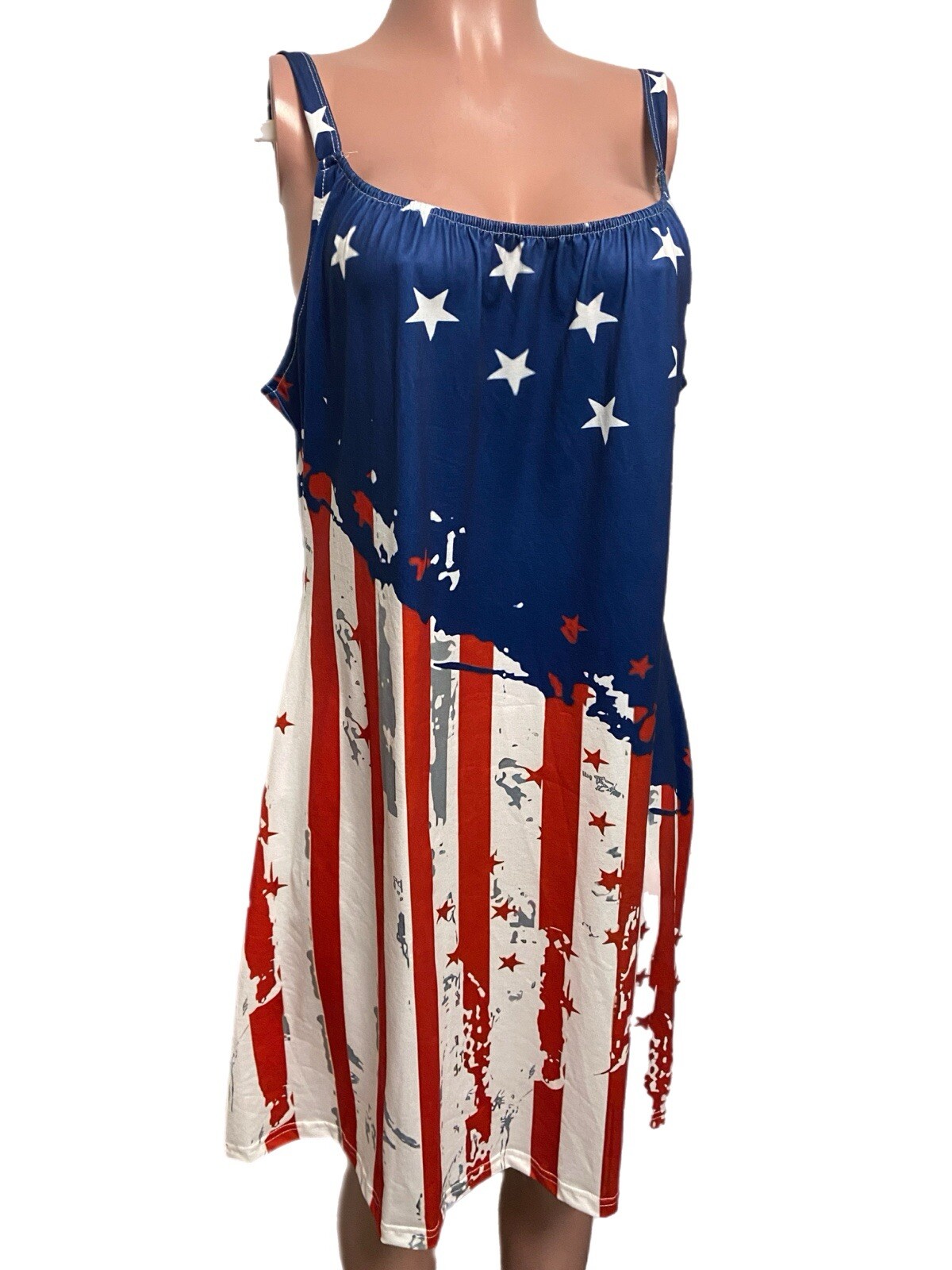 Flag Print Rally Micro Minin Tunic Tank Dress 2 X Plus New Casual Patriotism