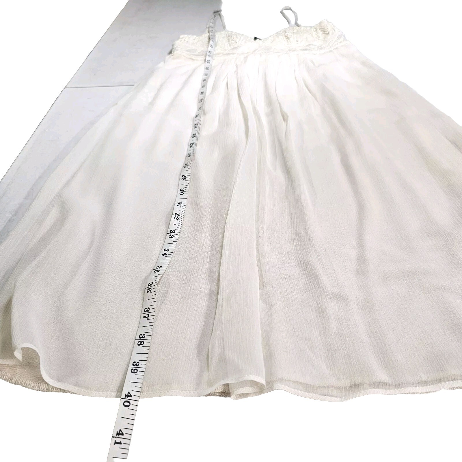 MARIA BIANCA NERO Empire Waist Crochet Accent Ivory Small P Sexy Elegant Dress