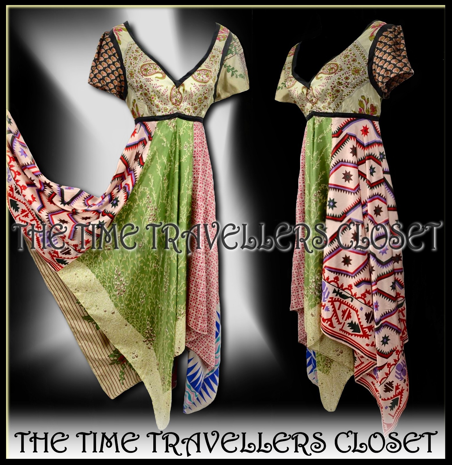 BNWT KATE MOSS TOPSHOP SILK SCARF DRESS VTG BOHO FESTIVAL HIPPIE 70s UK 6 34 2