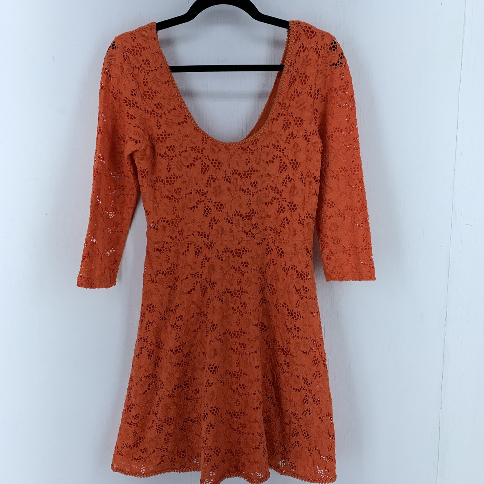 Free People Women Medium Garden Skater Dress Boho Ballet Core Eyelet Lace Floral