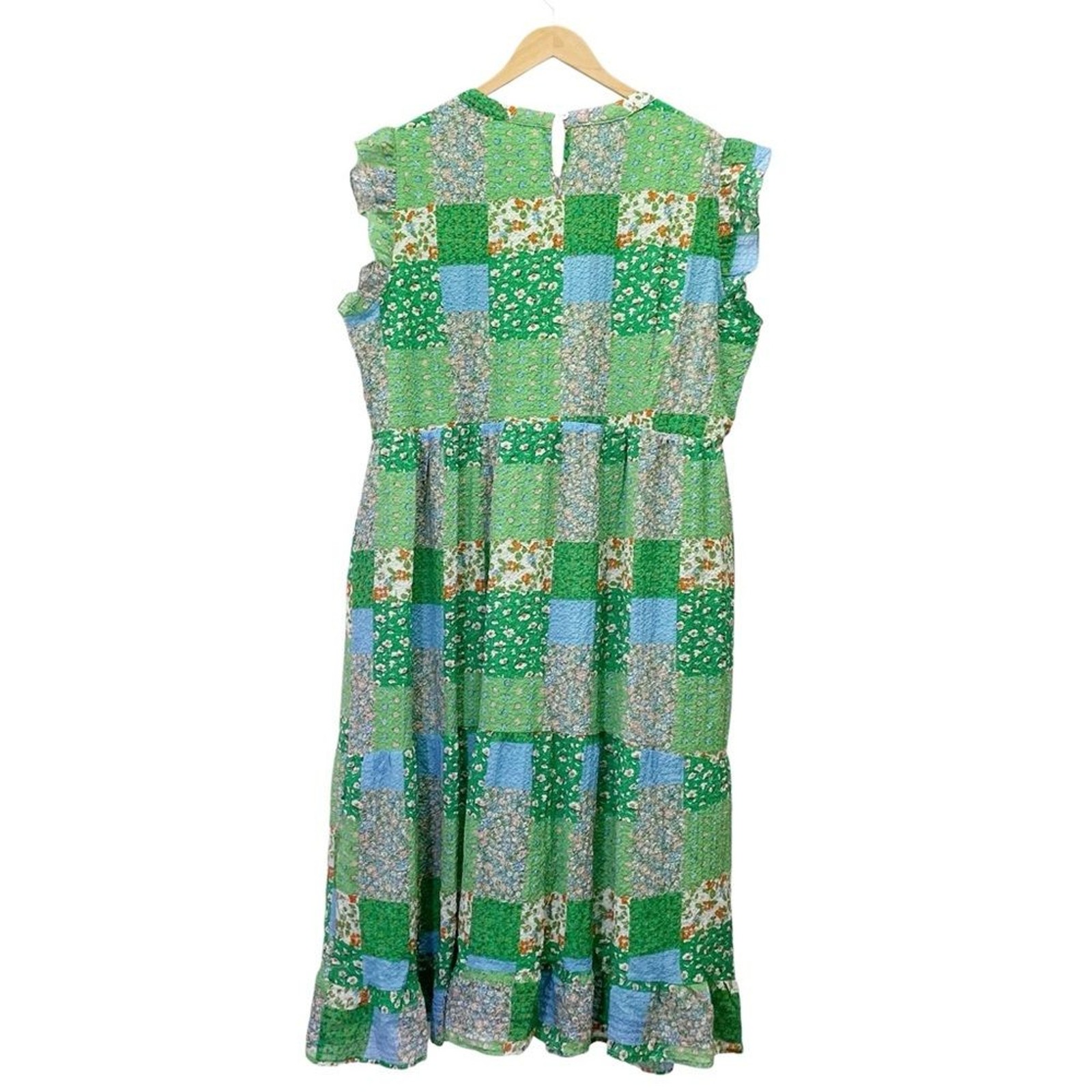 NWT Roolee Cottagecore Floral Patchwork Midi Dress Size XXL Coastal Spring Green