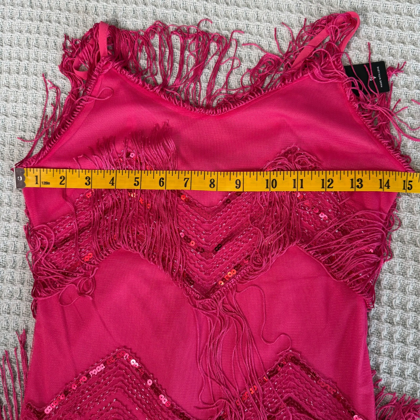 NWT Lulus Hot Pink Fringe Mini Dress Womens Small Sequins Beaded Party Cowgirl