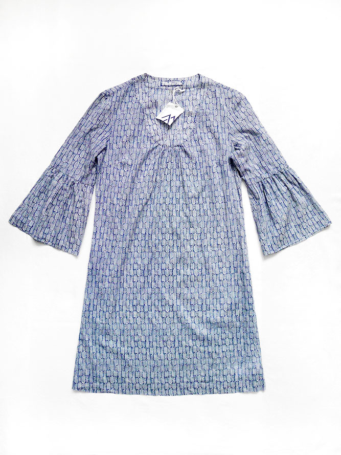NEW WITH TAG MARTIN + And OSA Printed Dress With Bell Sleeves & Pockets Sz Small