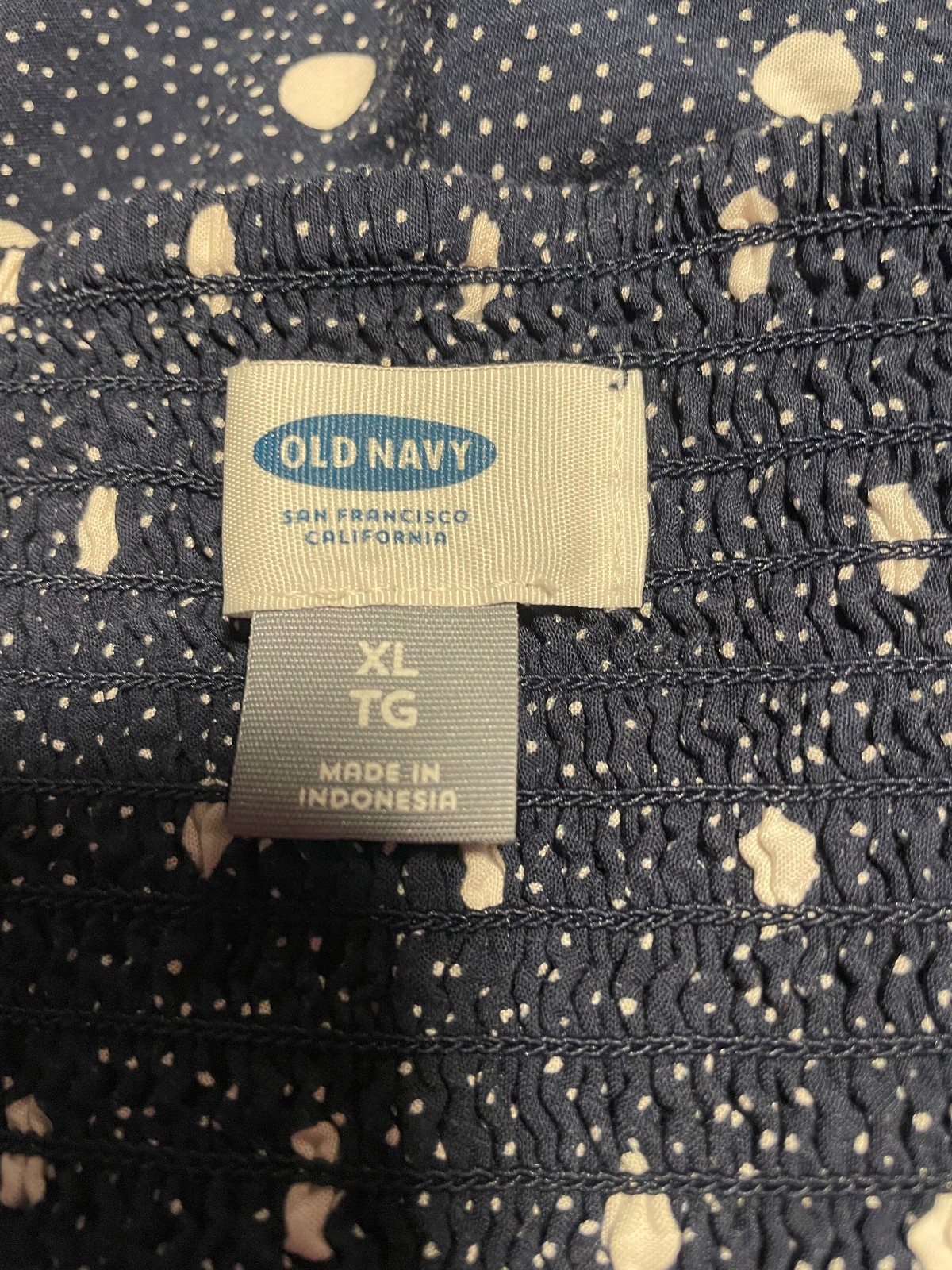 Old Navy Spaghetti Strap Cami Sundress Size XL Navy with White Polka Dots