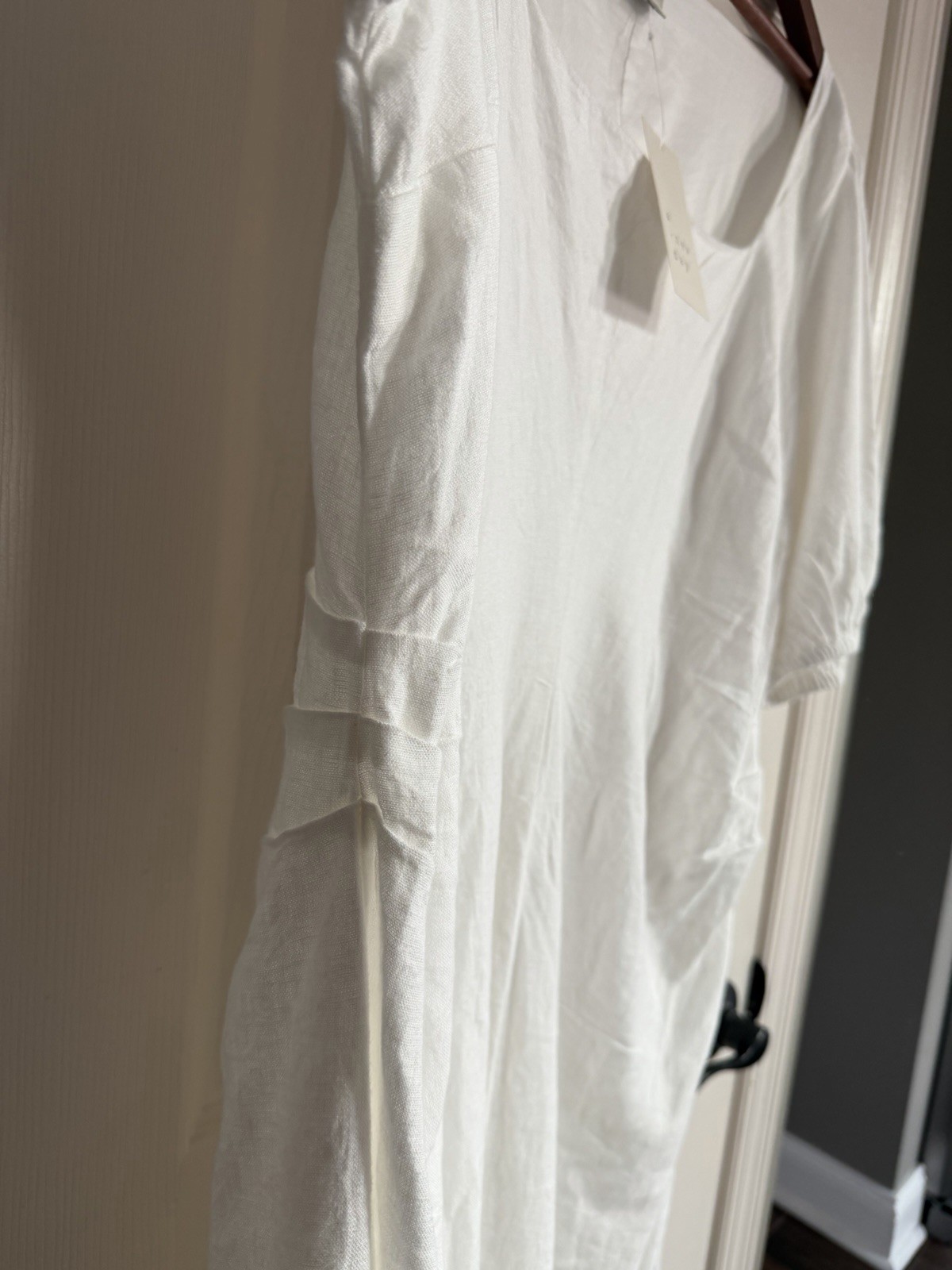 NWT A New Day White Square Neck Puff Sleeve Linen Blend Mini Dress Womens 16
