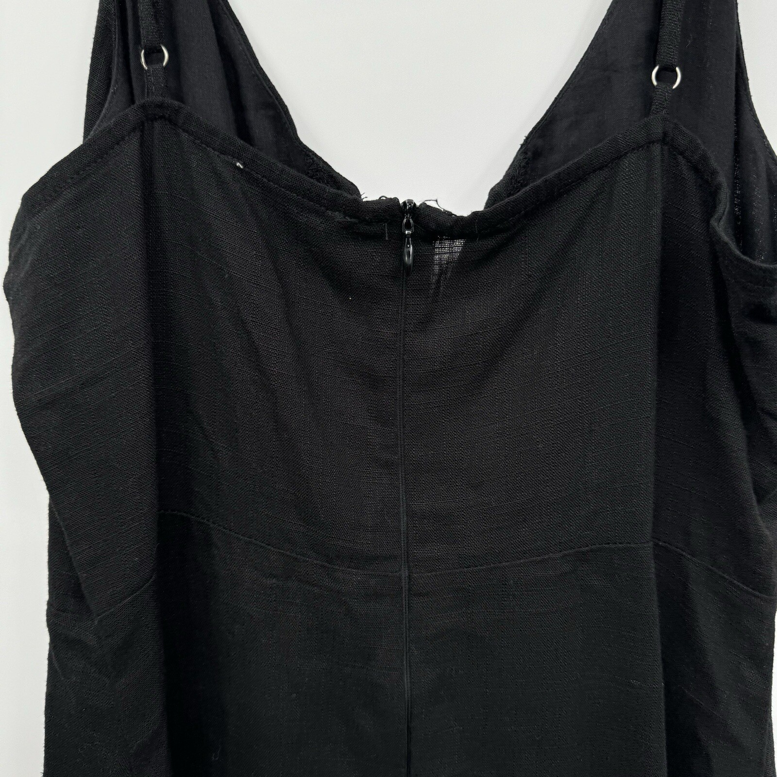 Lottie Moss M Mini Dress Womens Black Cotton Linen Blend V-Neck DW180495