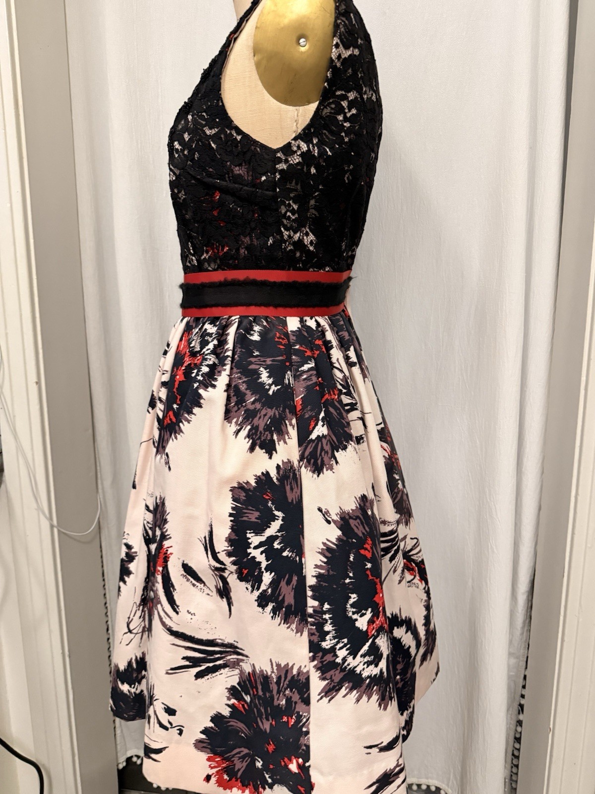 Peter Som x Made in Kind Black Lace Sequin Beaded Floral Dress Sleeveless 0