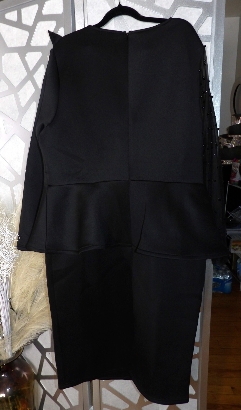 AOME! BEADED PEPLUM BLACK BODYCON DRESS ( SZ: 3XL)