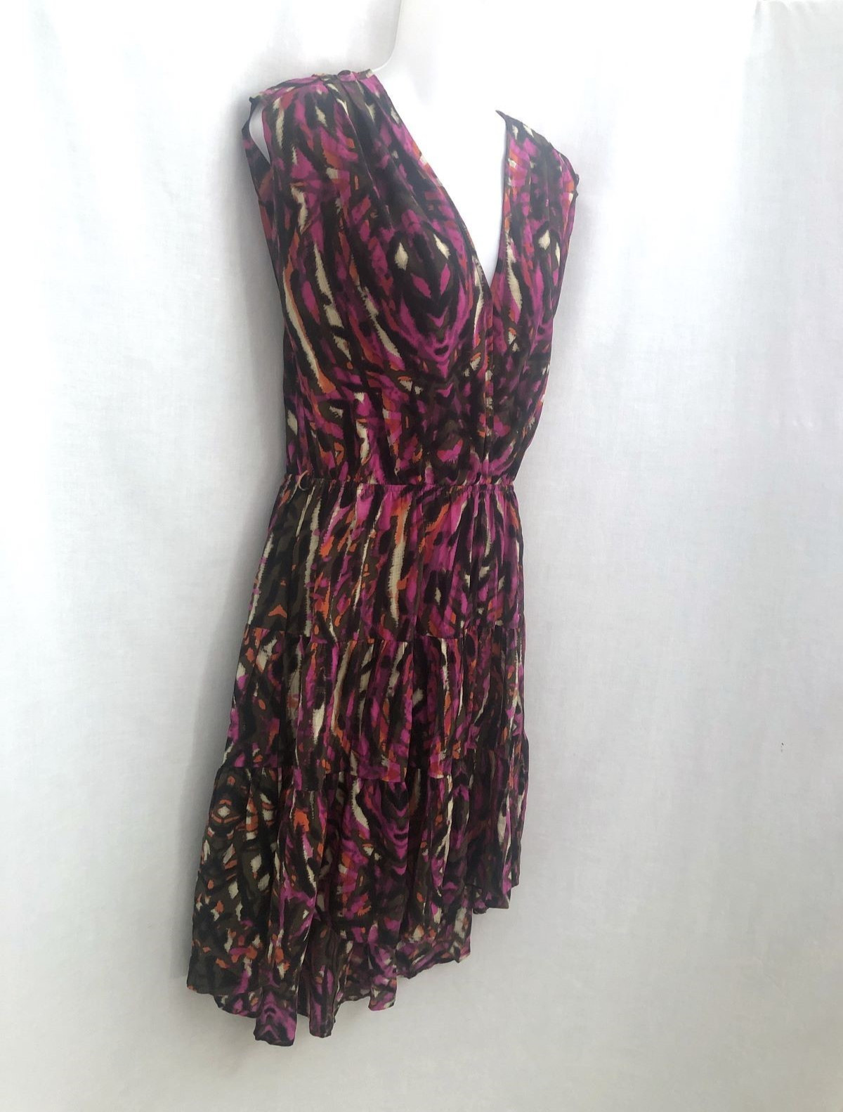 Presley Skye Silk Tiered High-Low Hem Dress Size Medium
