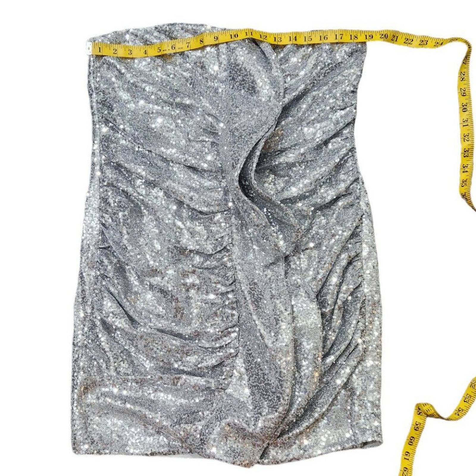 NWT L’ATISTE Forever 21 Silver Sequin Ruffled Mini Dress Plus Size 1X