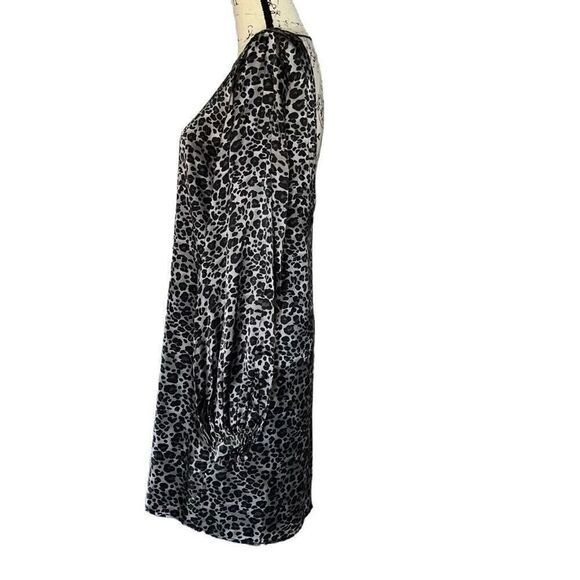 Equipment Zipporah Silk Leopard Print Mini Dress Silver Steel Multi Size M NEW