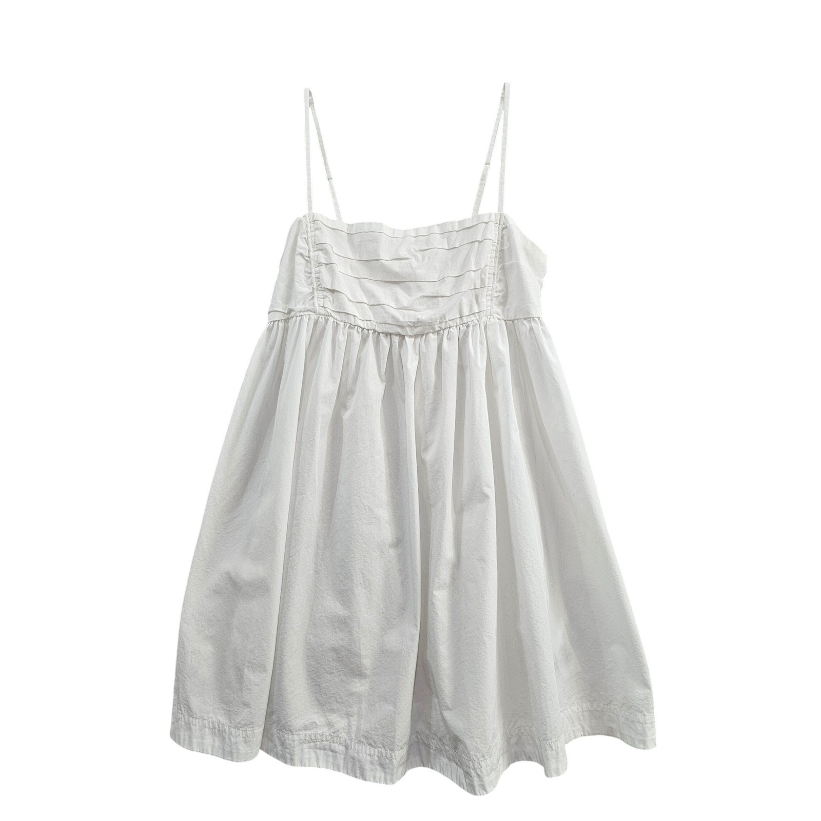 Sunday Best Aritzia Babydoll Dress Wmns S White 100% Cotton Pleated Smocked Mini