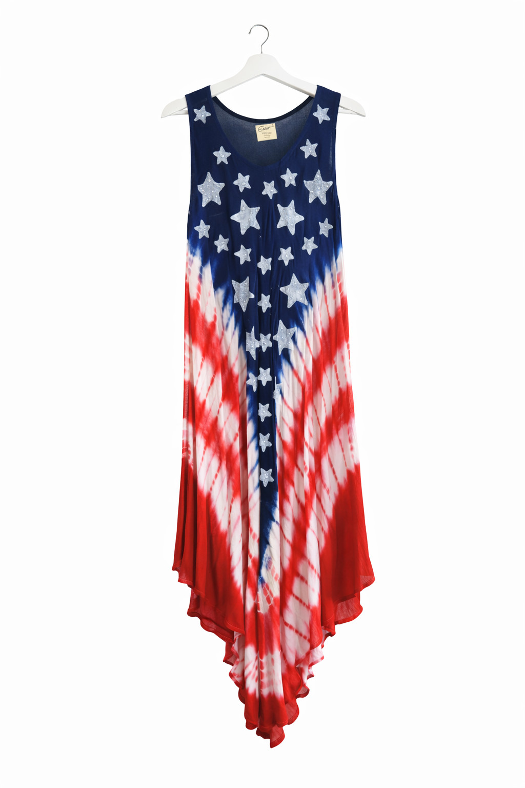 Exist USA Flag Tie-Dye Tank Dress – Free Size Boho Patriotic Stars & Stripes
