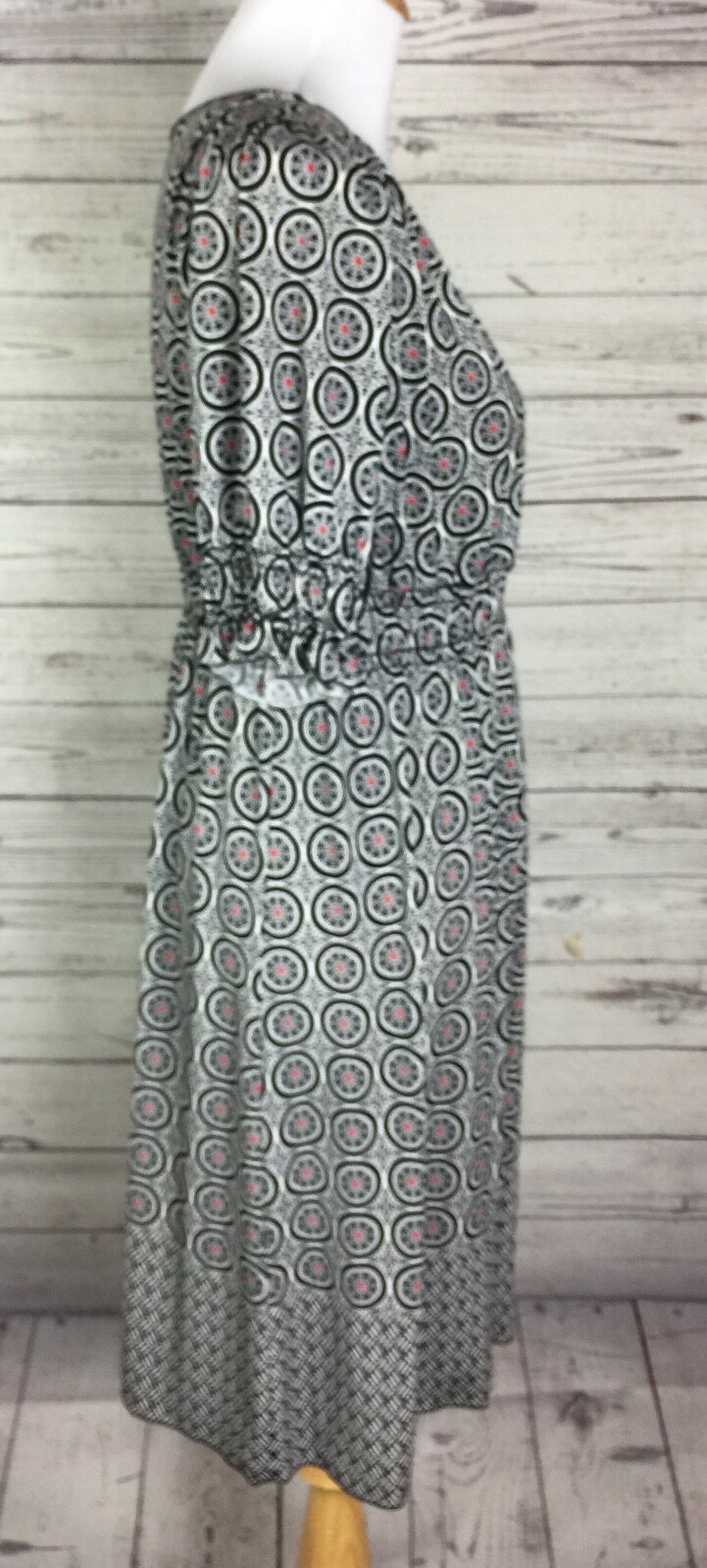 Max Edition Multicolor Geo Print Short Sleeve Surplice Blouson Dress Size M