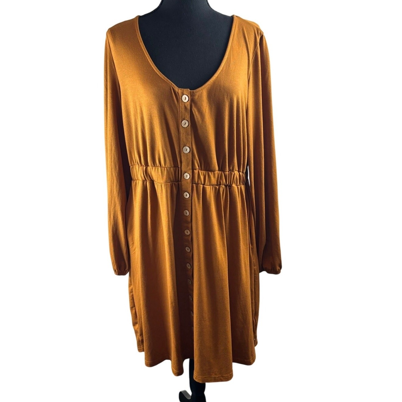 Ladies Long Sleeve Short Stretch Long Sleeve Blouson Dress Sz XL