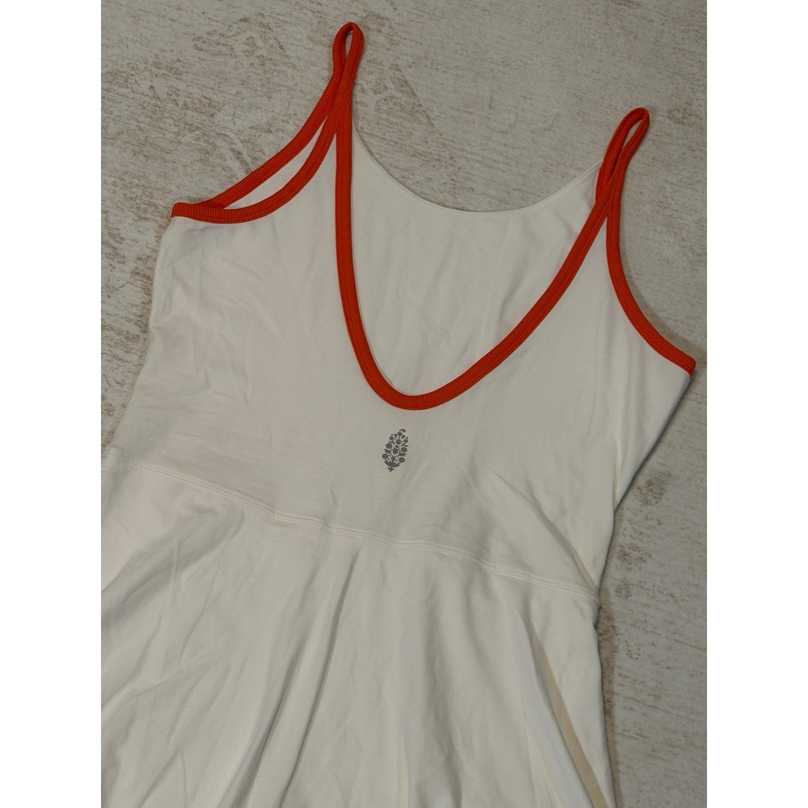 FP Movement Free People Hot Shot Exercise Dress White Red Trim Large Activewear