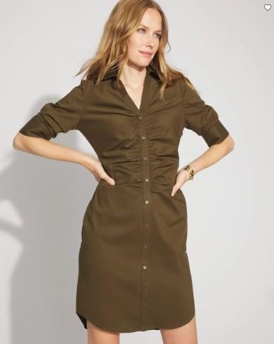 NWT White House Black Market(WHBM) Ruched Shirt Dress