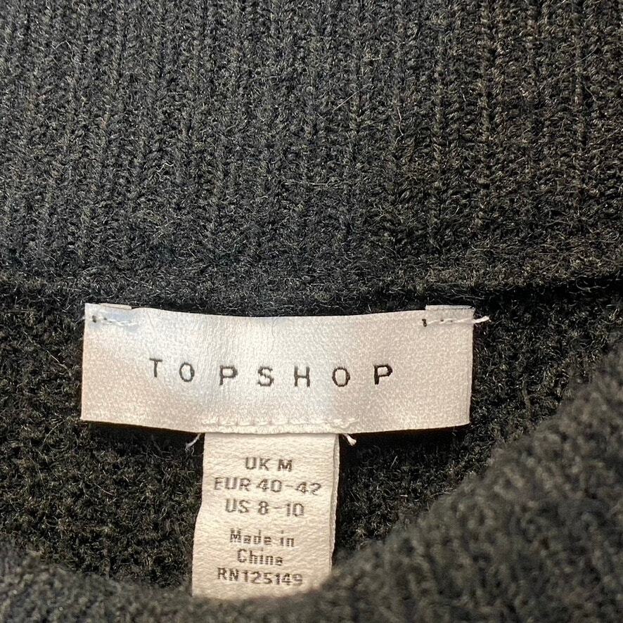 TOPSHOP Women’s Solid Black Crewneck Knit Mini Sweater Dress SZ 8-10 (M)