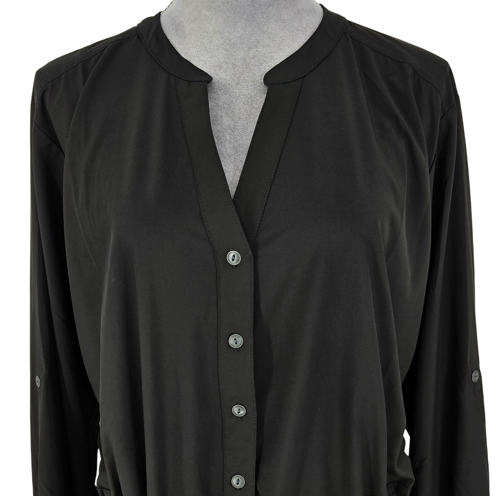 Orvis Dress Womens 2XL Black Henley Tie Waist Stretch Pockets Pack and Go New