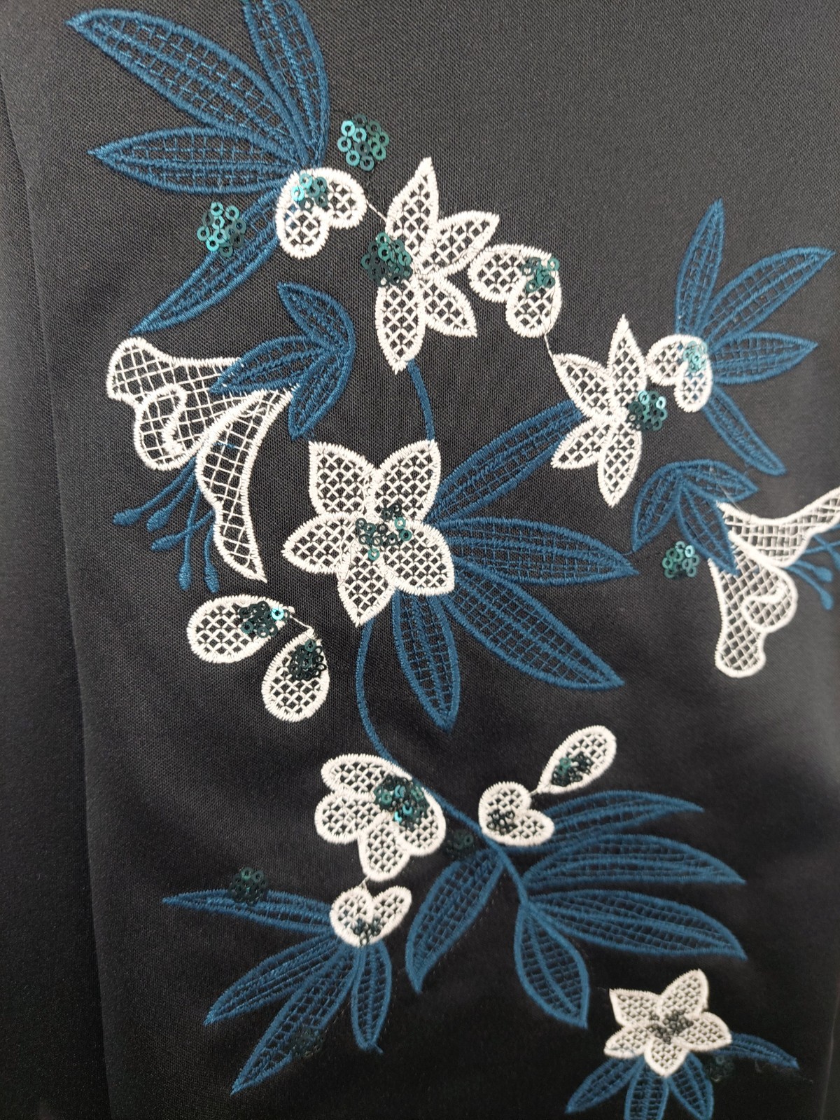 Precis Petite Black Embroidered Shift Dress UK 18 Floral Sequin Occasion Dress
